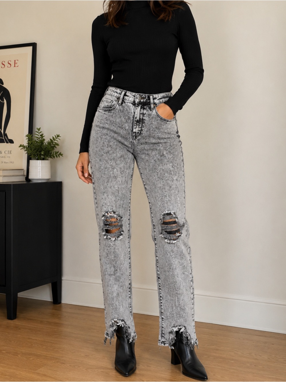 L’agence Distressed skinny Jeans - Gray